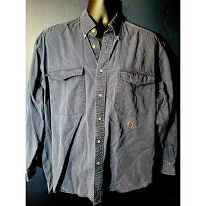 Vintage Tommy Hilfiger Button Down Blue Crest Logo Distressed Look Large